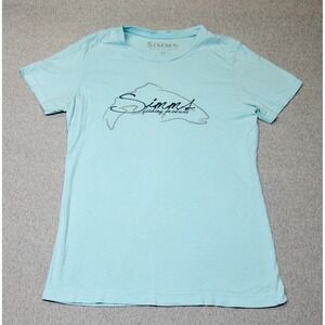 Simms Fishing Womens Medium Blue 100% Cotton T Shirt‎ Gorpcore Outdoors Lake